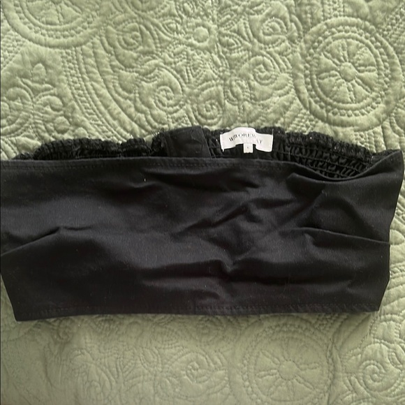 WeWoreWhat Tops - WeWoreWhat Black Smocked Strapless Bandou